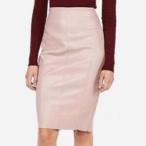 EXPRESS high waisted pink leather pencil skirt